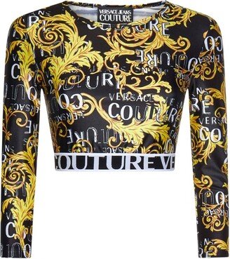 Baroque-Pattern Cropped Top