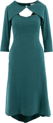 Dalb Spread-Your-Wings Sleeveless Midi Dress With Cropped Top In Dark-Sea Green