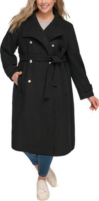 Women's Plus Size Double-Breasted Belted Coat