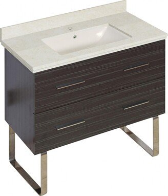 36-in. W Floor Mount Dawn Grey Vanity Set For 1 Hole Drilling Beige Top Biscuit UM Sink