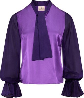 Gunda Hafner Ltd Violet Silk Blouse With Sheer Sleeves