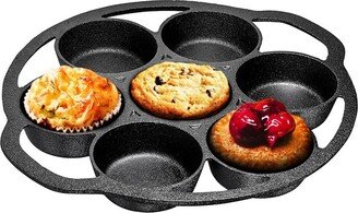 Cast Iron 7-Cup Biscuit Pan Non Stick - Black