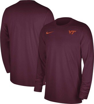 Men's Maroon Virginia Tech Hokies 2023 Sideline Coaches Long Sleeve Performance Top