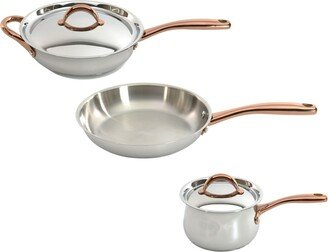 Ouro 18/10 Stainless Steel 5 Piece Starter Cookware Set with Metal Lids