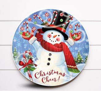 Wreath Sign, Snowman Christmas Cheer With Scarf Sugar Pepper Designs, Sign For