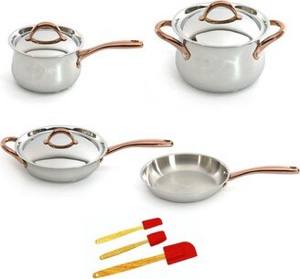 Ouro Gold 10Pc 18/10 Stainless Steel Cookware Set with Bronze Handles