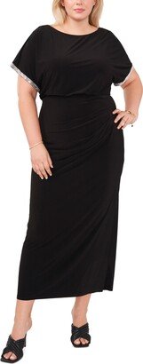 Plus Size Embellished-Trim Blouson Gown