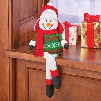 Collections Etc Holiday Snowman Plush Sitter Decoration