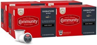 Community Coffee Signature Blend Dark Roast Single Serve Pods, Keurig K-Cup Brewer Compatible, 144 Ct