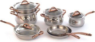 Ouro Gold 11Pc 18/10 Stainless Steel Cookware Set with Glass Lids