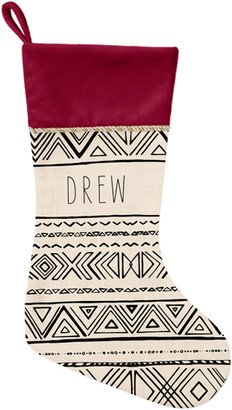 Christmas Stockings: Chinle Christmas Stocking, Red, Beige