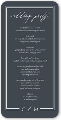 Wedding Program Cards: Sensational Shine Wedding Program, Gray, 4X8 Flat Program, Pearl Shimmer Cardstock, Rounded