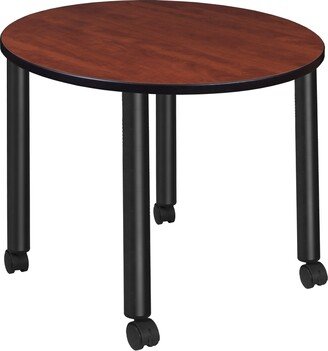 Kee 36 Round Mobile Breakroom Table- Ash Grey/ Black