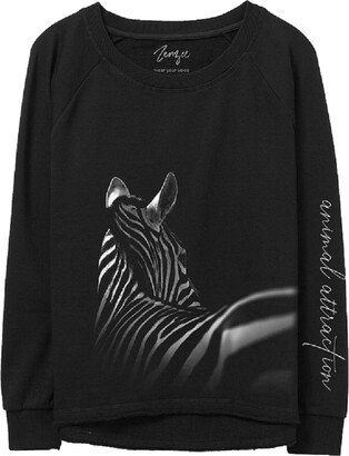 Zenzee Zebra Animal Print Crewneck Sweatshirt