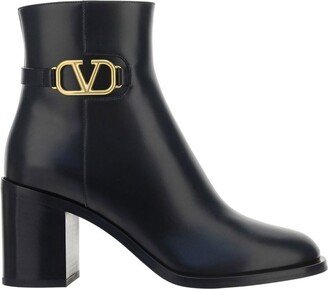 VLogo Plaque Heeled Ankle Boots