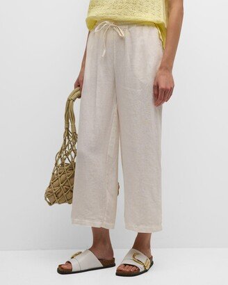 Cropped Wide-Leg Linen Pants