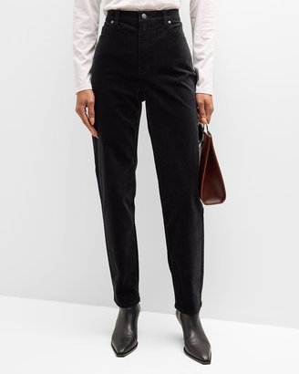 Petite High-Rise Tapered Velveteen Pants