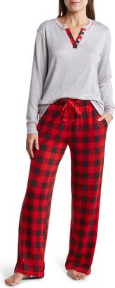 JACLYN Family Check Plaid Long Sleeve T-Shirt & Pants Mom Pajamas