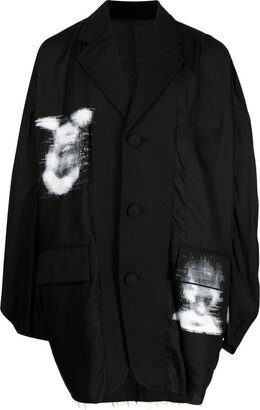 Graphic-Print Notched-Lapels Jacket