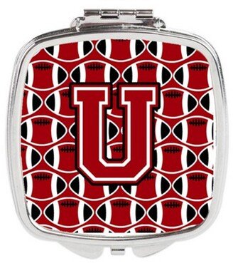 CJ1073-USCM Letter U Football Red, Black & White Compact Mirror