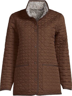 Land' End Women' Petite Inulated Reverible Barn Jacket - Medium - Allpice/Neutral Pailey