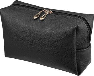 Unique Bargains PU Leather Waterproof Makeup Bag Cosmetic Case Makeup Bag for Women L Size Black 1 Pcs