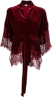 Velvet lace-trim robe