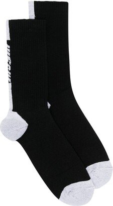 Contrasting Logo-Print Socks