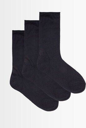 Pack Of Three Roll-top Silk Socks