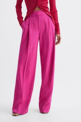 Wide Leg Wool Pleated Trousers