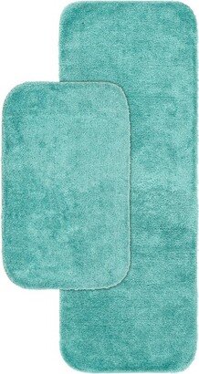 2pc Traditional Nylon Washable Bathroom Rug Set Seafoam