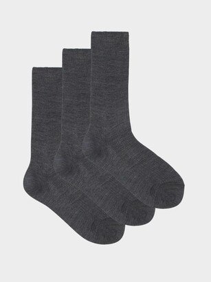 Pack Of Three Ribbed Silk Socks-AA