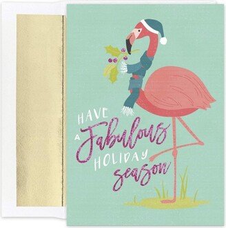 Masterpiece Studios Warmest Wishes 16-Count Boxed Holiday Cards With Foil-Lined Envelopes, 7.8 x 5.6, Fabulous Flamingos (940800)