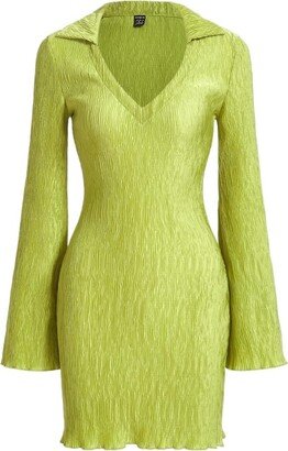 LAIKIT Women's Dresses Solid Flounce Sleeve Lettuce Trim Dress Dress for Women (Color : Lime Green