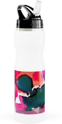 Photo Water Bottles: Abstract Flora Watercolor - Multi Stainless Steel Water Bottle With Straw, 25Oz, With Straw, Multicolor