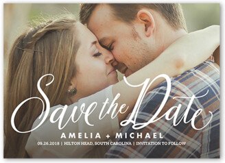 Save The Date Cards: Special Script Save The Date, White, 5X7, Luxe Double-Thick Cardstock, Square