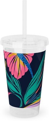 Travel Mugs: Electric Paradise Acrylic Tumbler With Straw, 16Oz, Multicolor