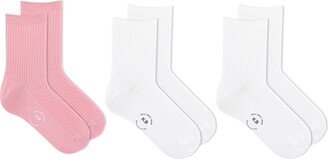 K Bell Socks 3-Pack Ribbed Short Crew Socks