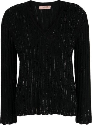 V-neck knitted jumper-BQ