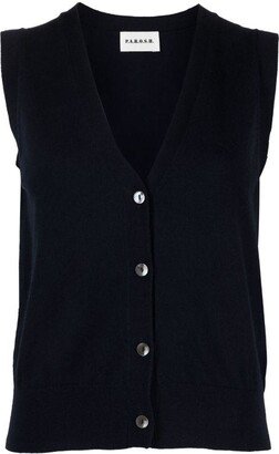 V-neck fine-knit vest