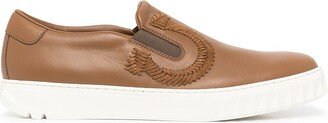 Suede-Embroidered Slip-On Trainer