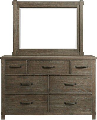 Jack 7 Drawer Dresser with Mirror Set Walnut