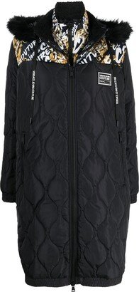 Graphic-Print Quilted Coat