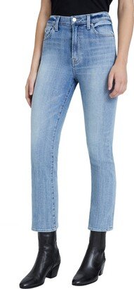 High Waist Slim Kick Flare Jeans-AA