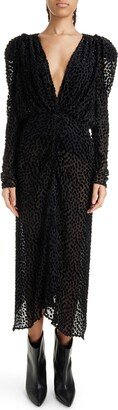 Maray Velvet Dot Long Sleeve Midi Dress