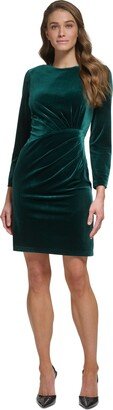 Petite Velvet Ruched Sheath Dress