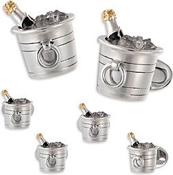 Champagne Bucket Sterling Silver Stud & Cufflink Set