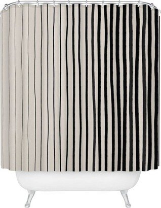 Vertical Lines Shower Curtain Black