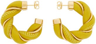 Yellow & Gold Leather Twist Hoop Earrings