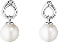 18K White Gold Magic Cultured Freshwater Pearl & Diamond Drop Earrings